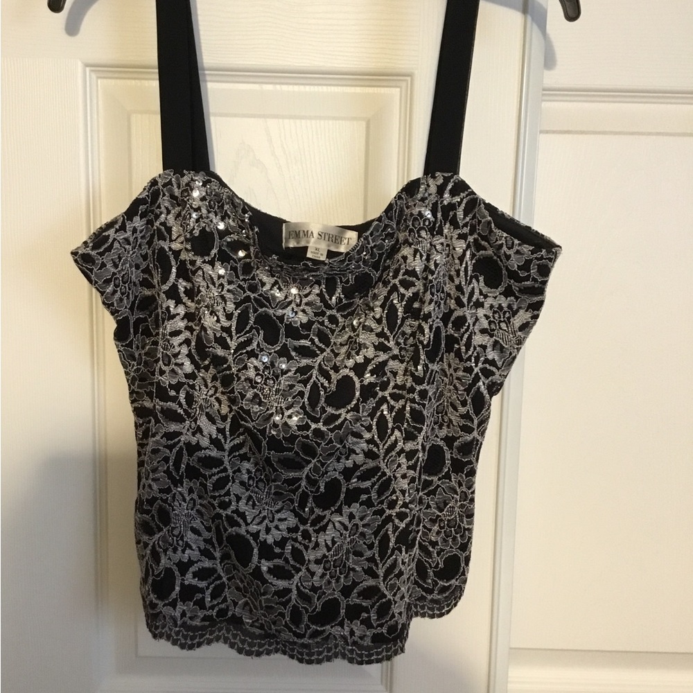 Lace embellished cami and jacket by Emma Street.